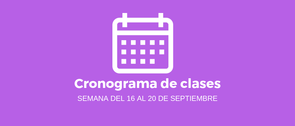 Cronograma de clases del 16 al 20 de septiembre año escolar 2019-2020